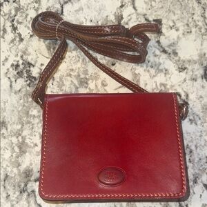 Conte Di  Cavour  Red Leather Shoulder Bag